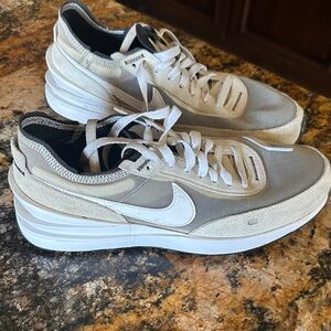 Nike Men's Beige and White Sneakers